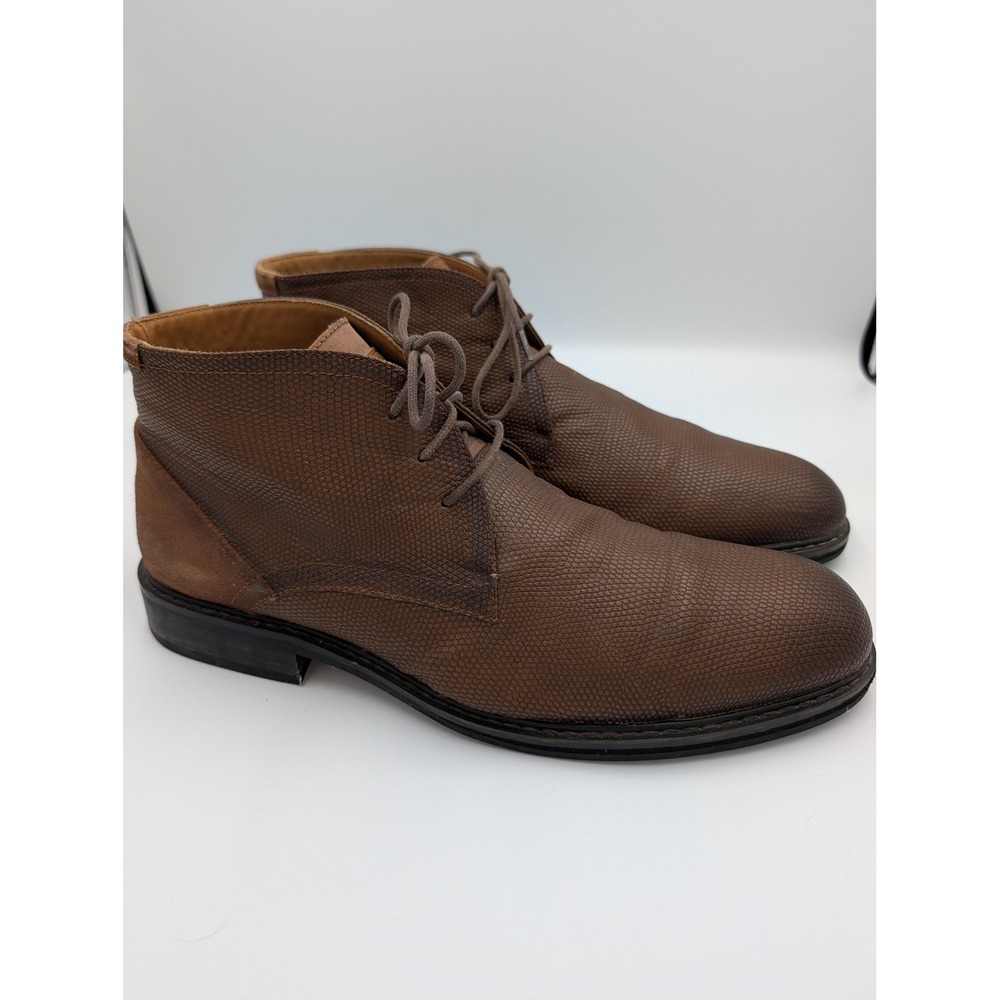Steve Madden P-Fleck Mens Brown Textured Chukka Boots Ankle Dress Shoes 11.5